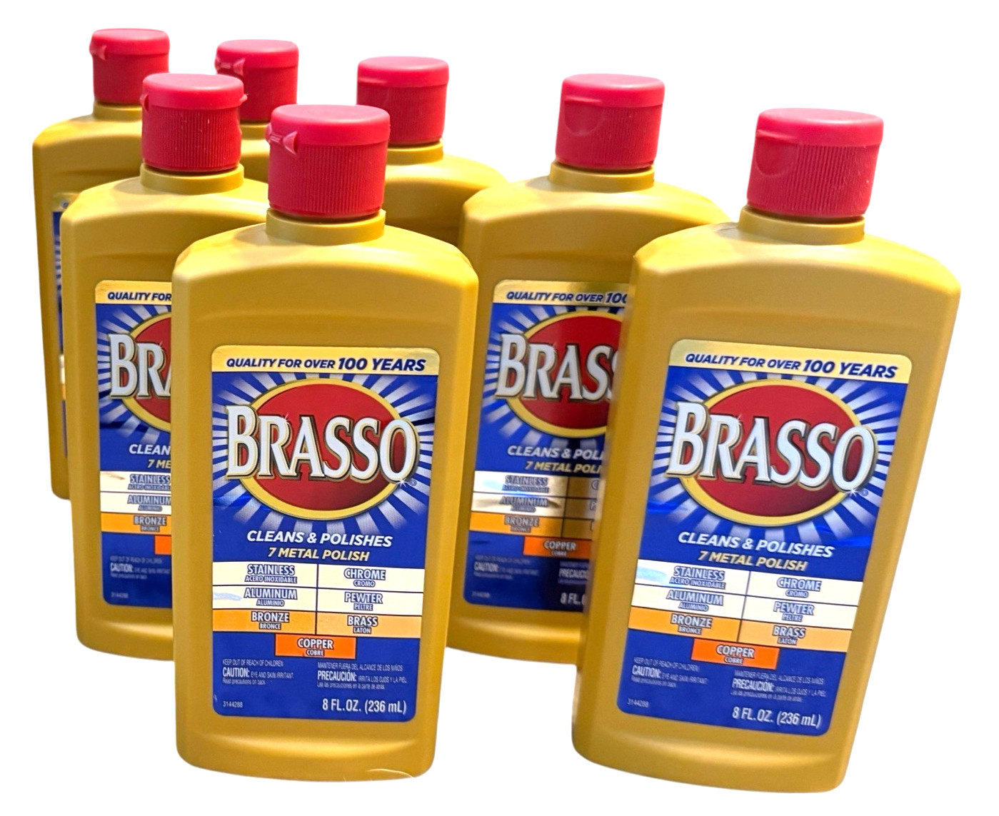 Brasso Metal Polish (7-Pack) Cleans Chrome, Brass, Pewter, Bronze (7x 8 oz)