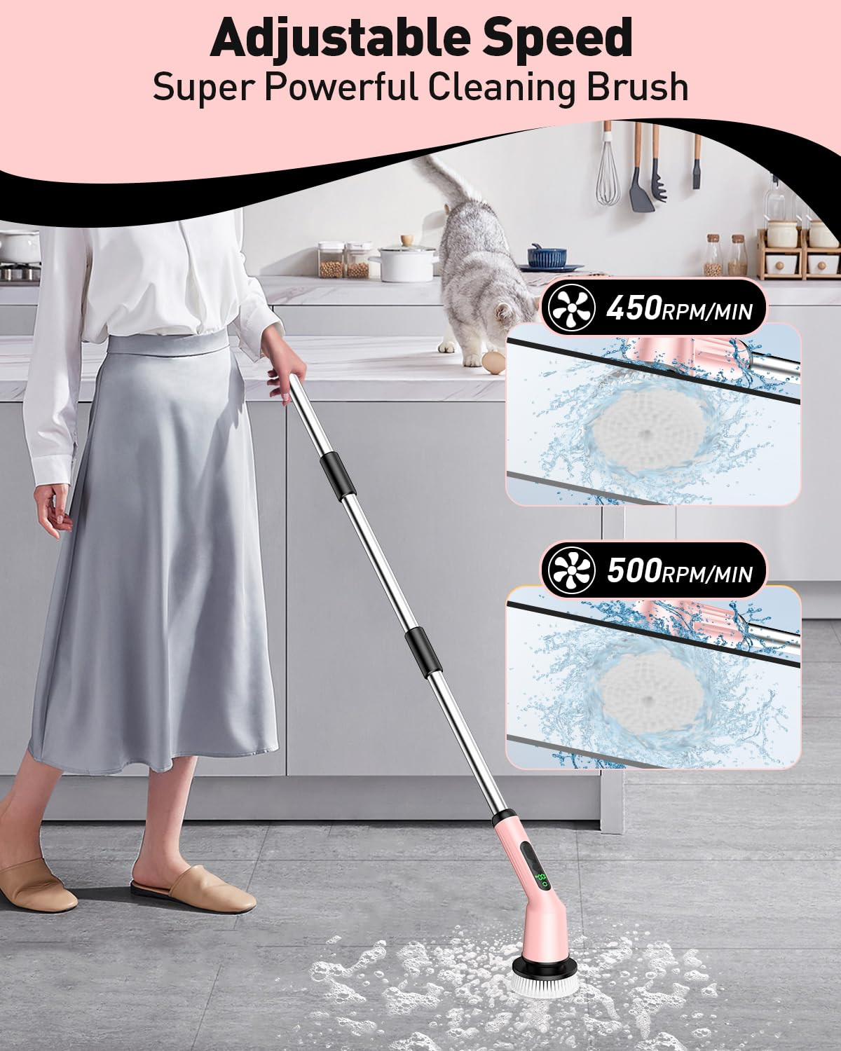 Electric Spin Scrubber for Cleaning Bathroom, Shower Scrubber Cordless Cleaning
