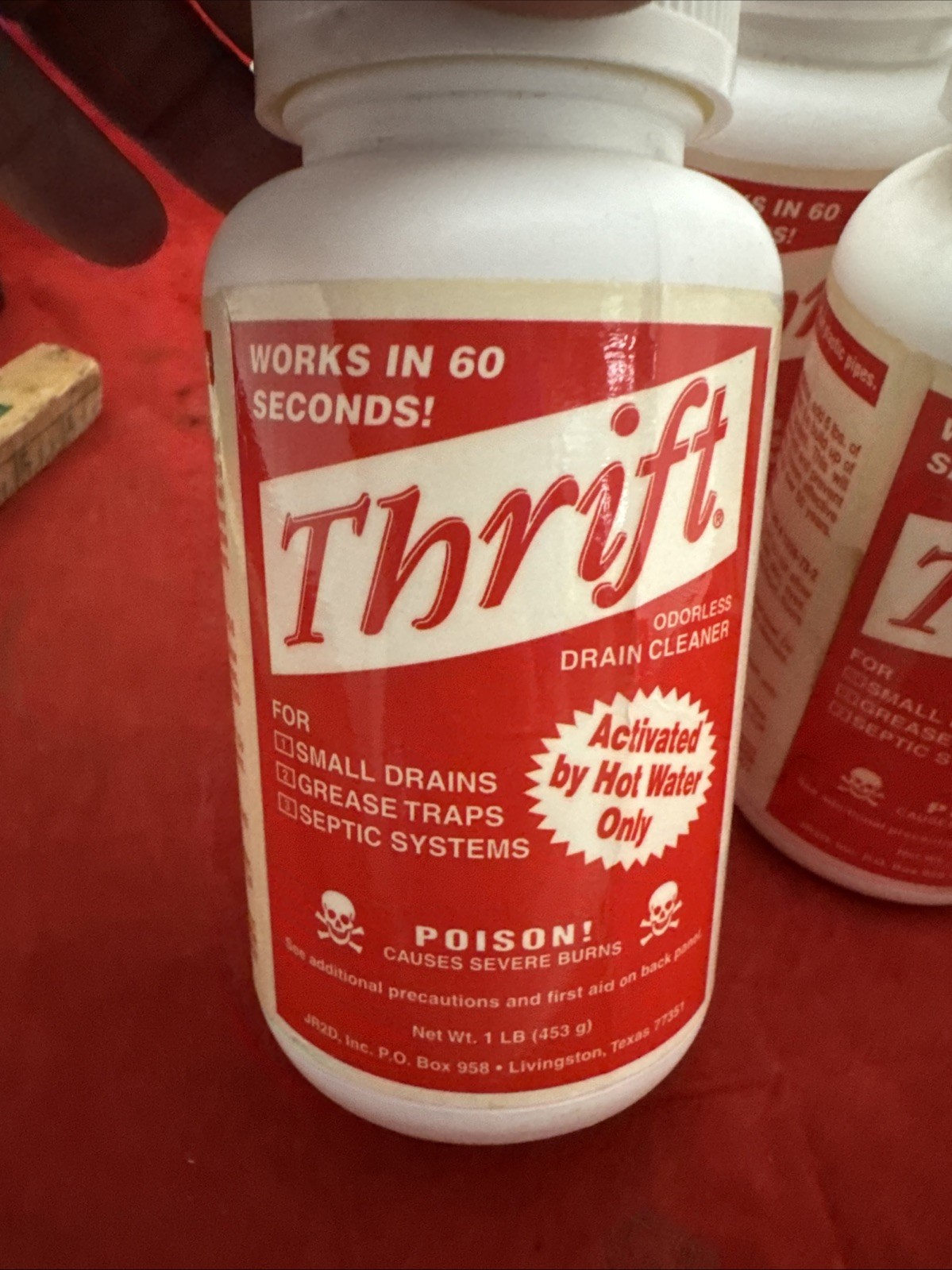 (5) 1LB bottles of Thrift Drain cleaner professional strength T-100 .