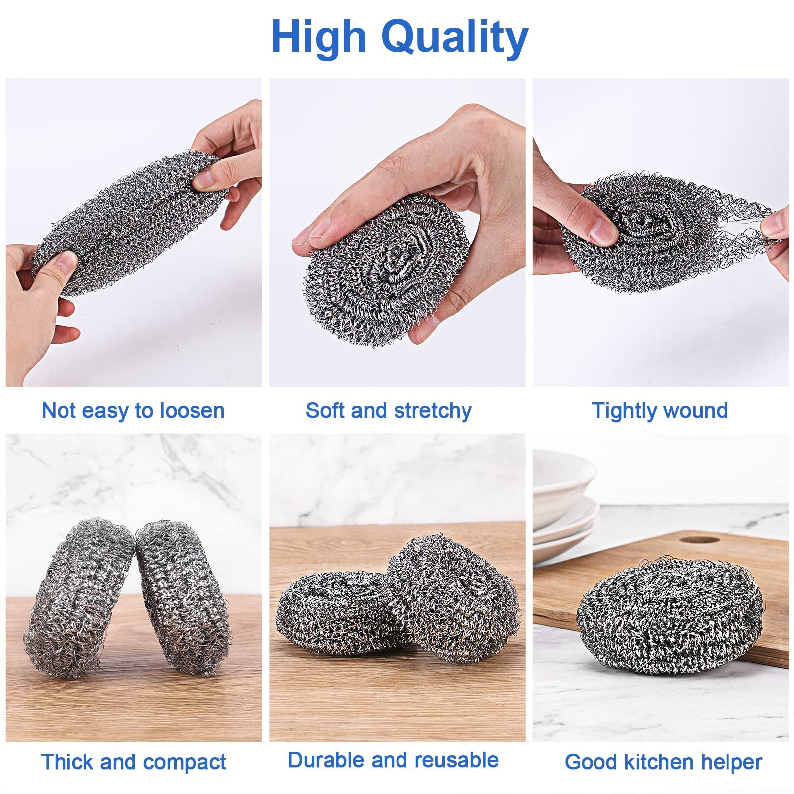 12Pack Upgraded Steel Wool Scrubbers – Premium Stainless Steel Scrubber, Metal S
