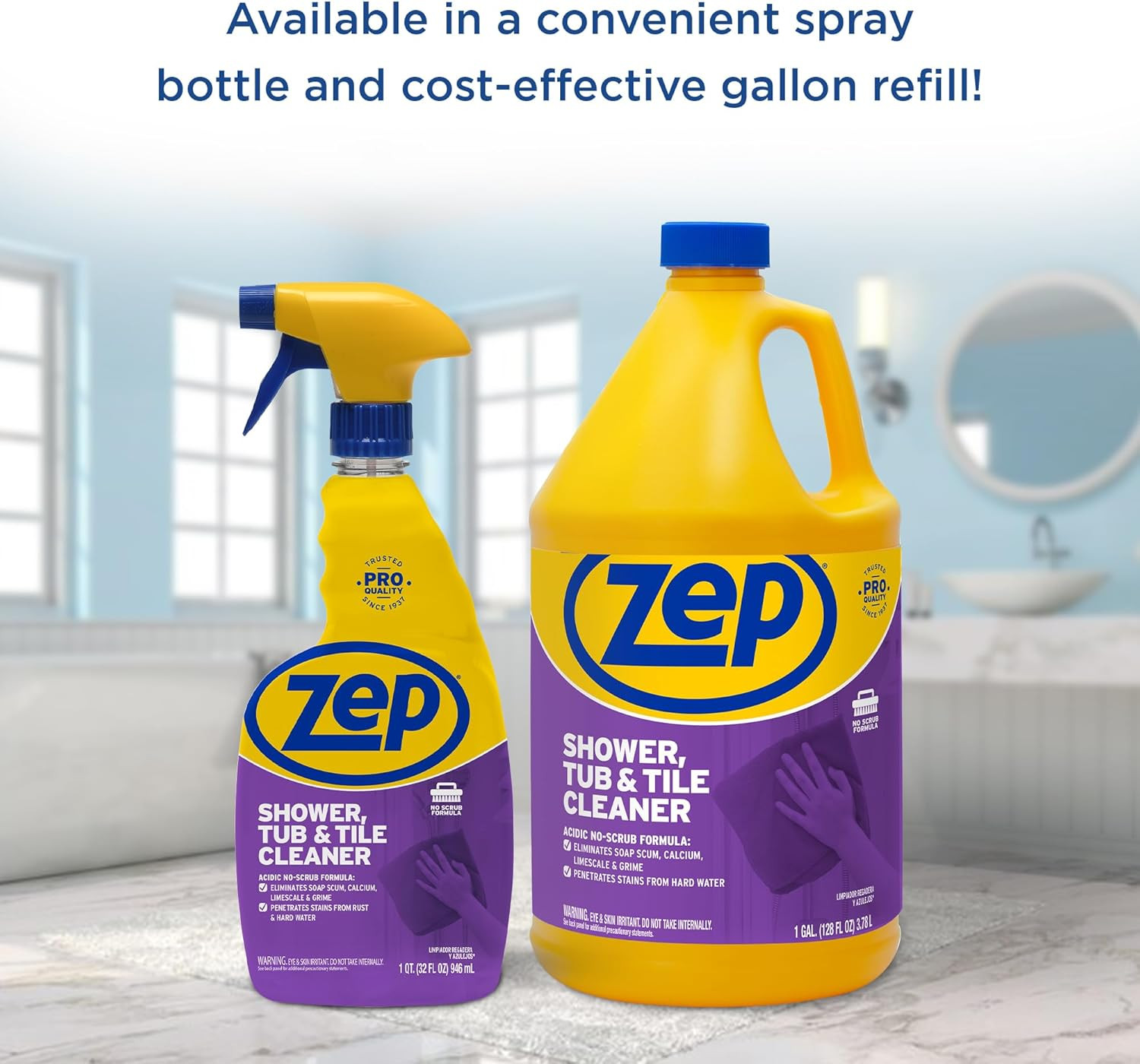 Shower Tub and Tile Cleaner 32 Oz ZUSTT32 (Case of 4) -Eliminates Hard Water Sta