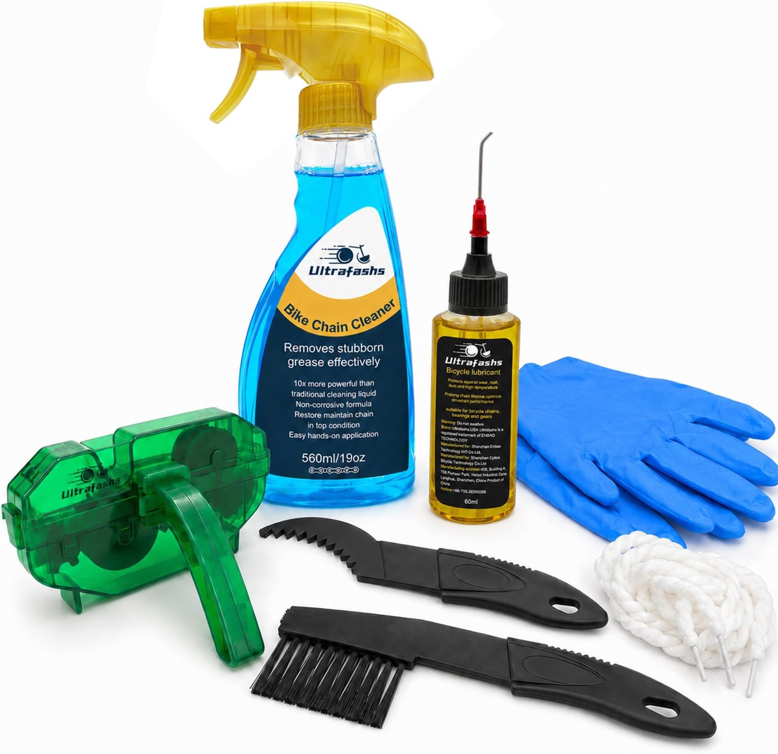 Bike Chain Cleaner Kit, 560ml/19oz Biodegradable Degreaser with 2oz Wet Chain…