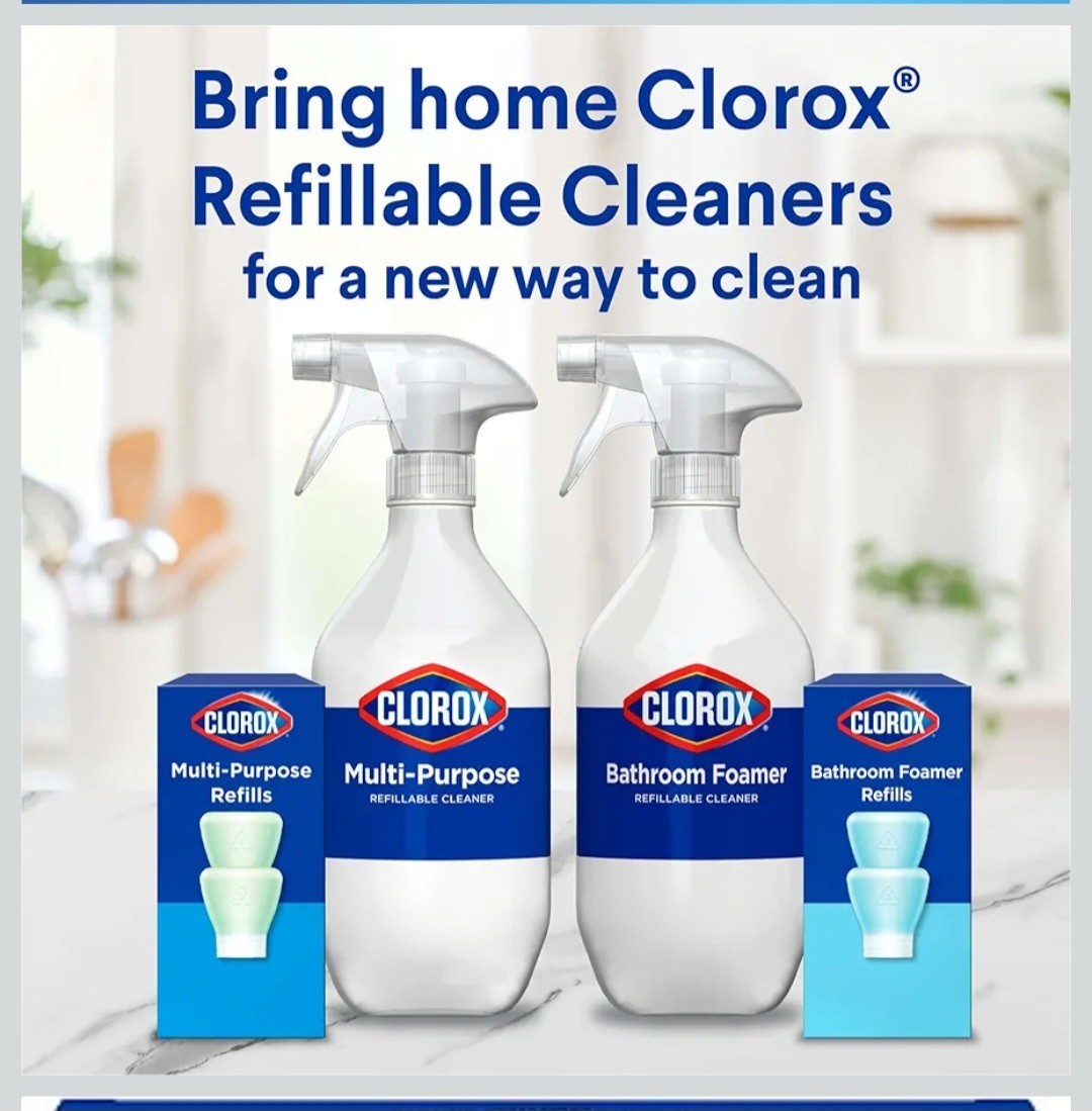 3x Clorox Bathroom Foamer Concentrated Cleaner Refills Refillable Spray Bottle 9