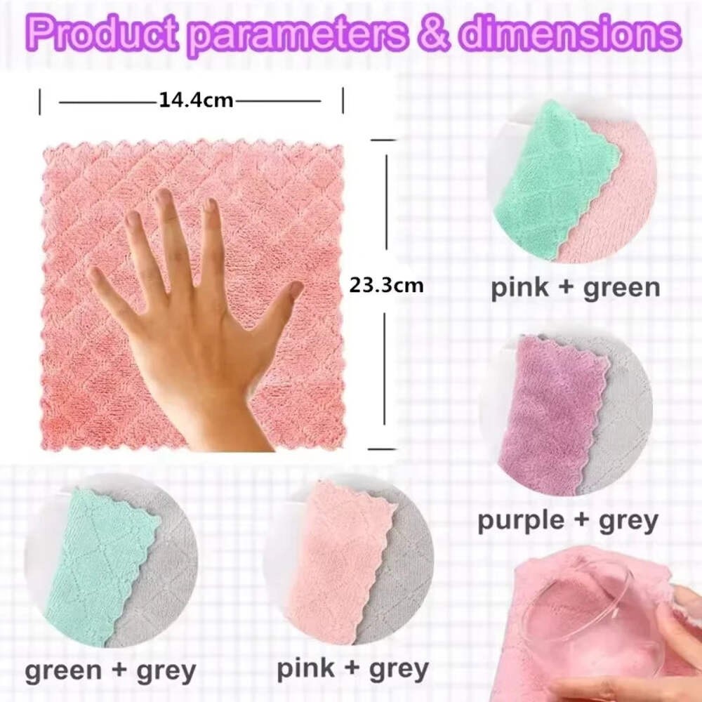 5/10/20PCS Microfiber Kitchen Towels Absorbent Cleaning Cloth Soft Reusable Rags