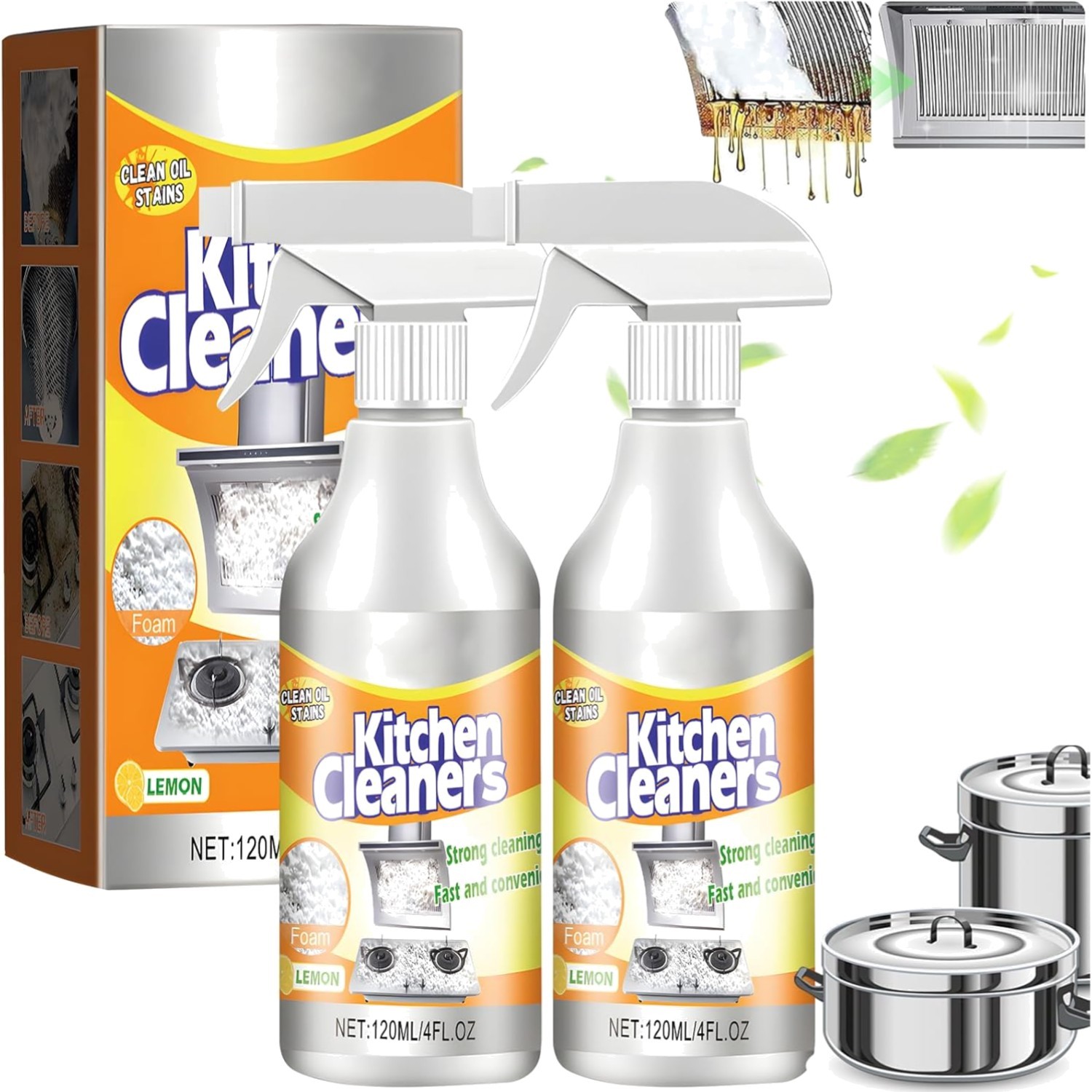 Kitchen Foam Cleaner, All Purpose Stain Remover, 2PCS