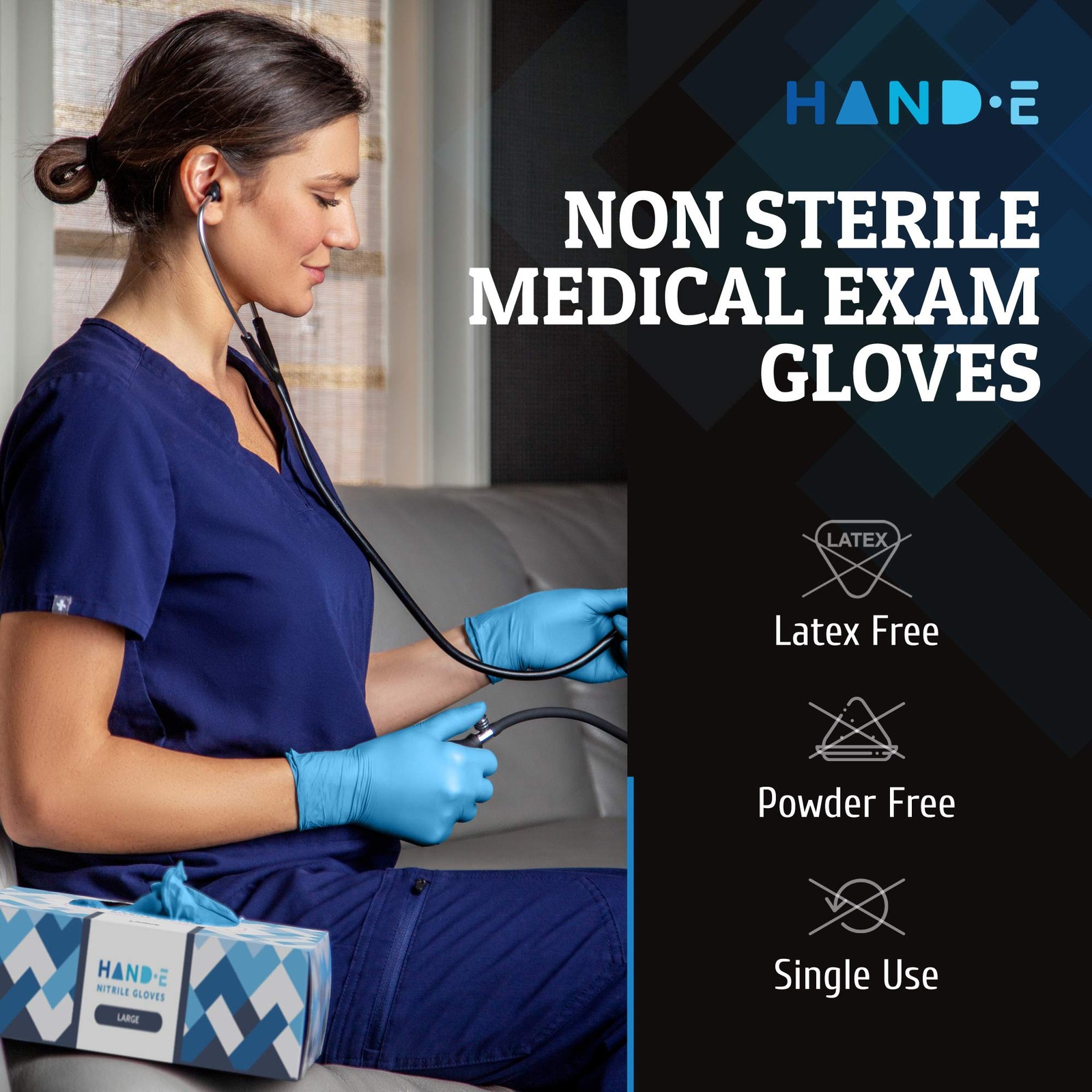 Hand-E Touch Blue Nitrile Disposable Gloves Medium (Pack of 1),