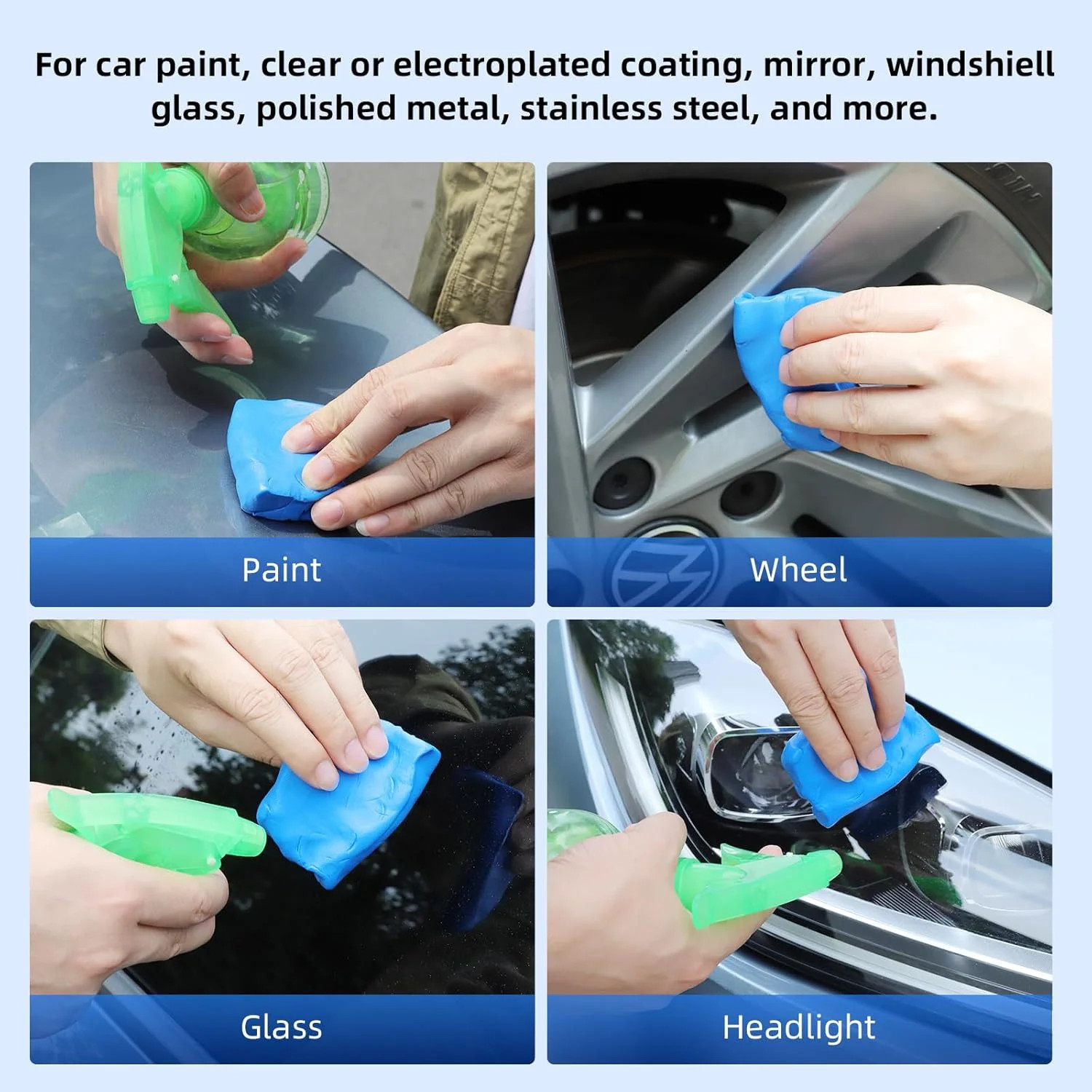 Car Clay Bar 4 Pack 400g, Premium Grade Clay Bars Auto Detailing Magic Clay Blue