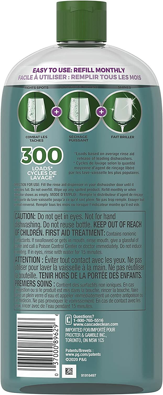 Cascade Rinse Aid Platinum, Dishwasher Rinse Agent, Regular Scent, 30.5oz
