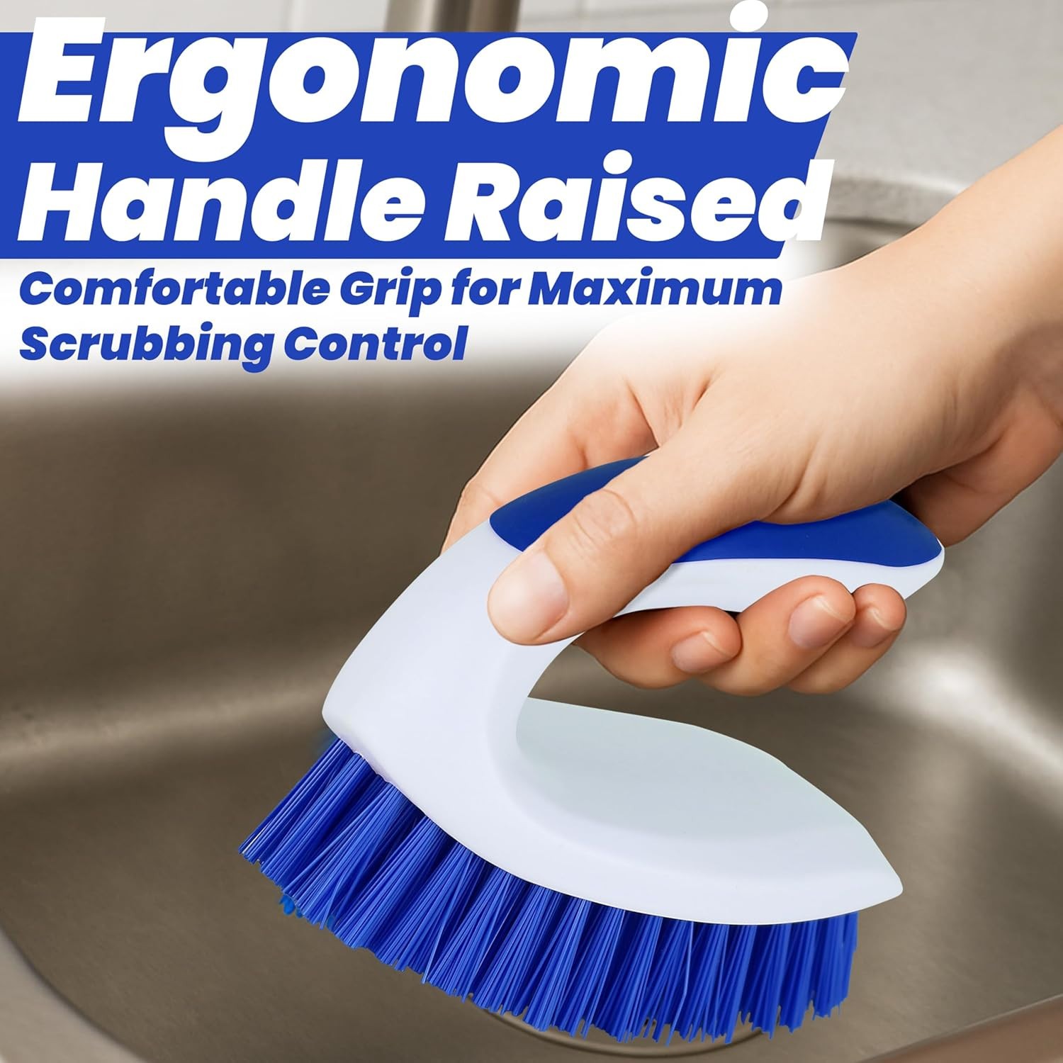 2 Pack Scrub Brushes Stiff Bristle Cleaning Brush Bathroom Tile Floor