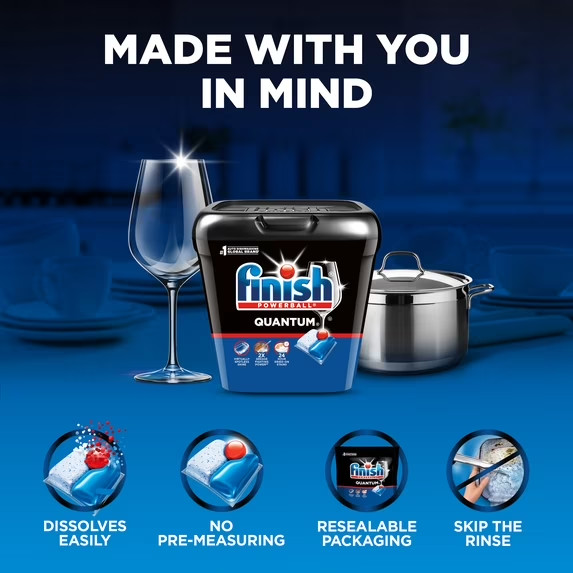 Finish Quantum Dishwasher Pods Advanced Clean No Pre-Rinse 84 Count