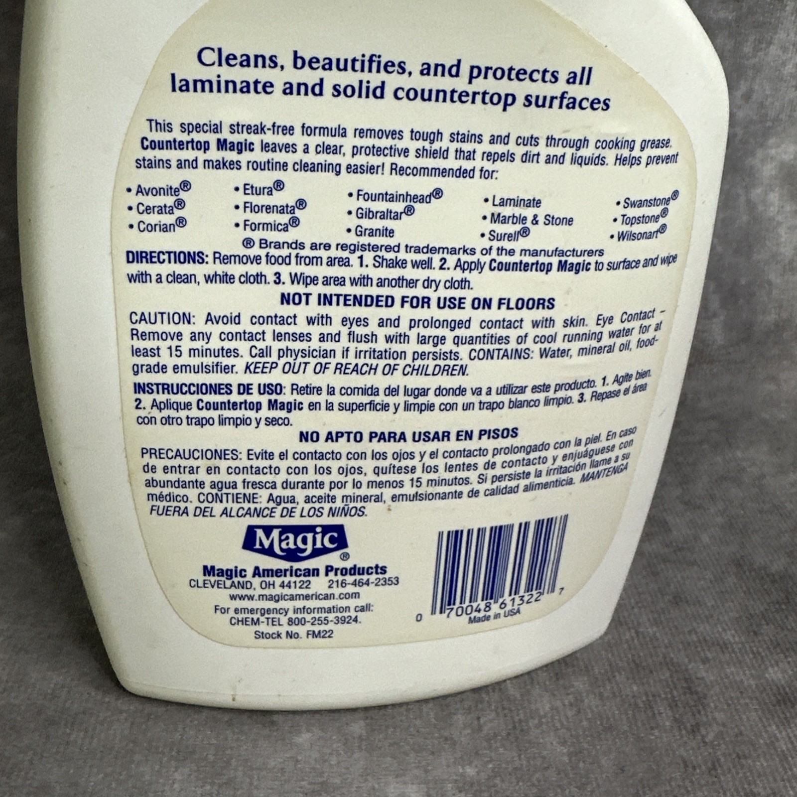Magic Countertop Laminates Granite Solid Surfaces Cleaner Polisher 22 fl oz