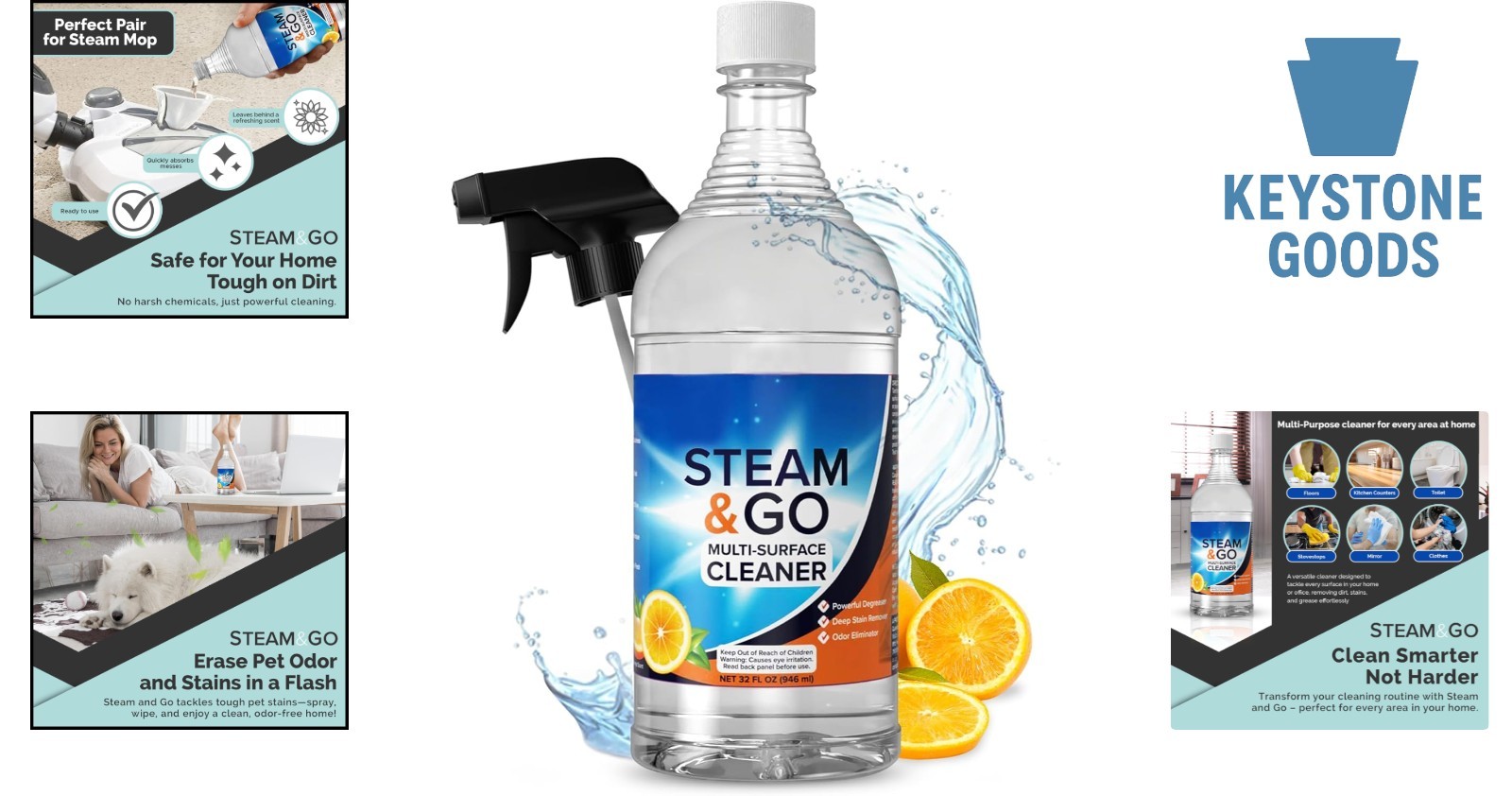 Steam & Go Multi-Surface Cleaner with Oxy Power, 32 oz