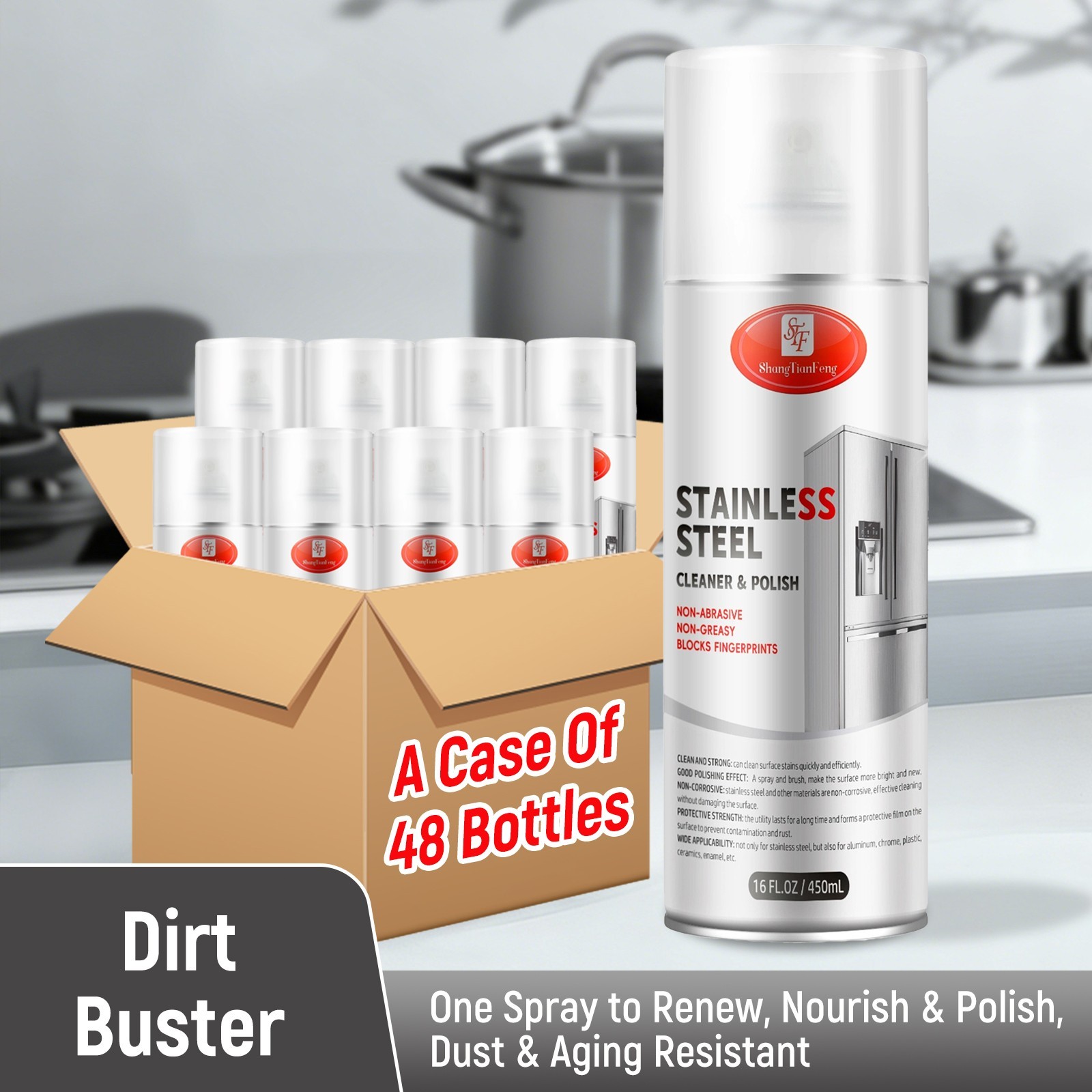 Stainless Steel Cleaner & Polish Streak-Free Shine For Refrigerators, Oven 48PCS