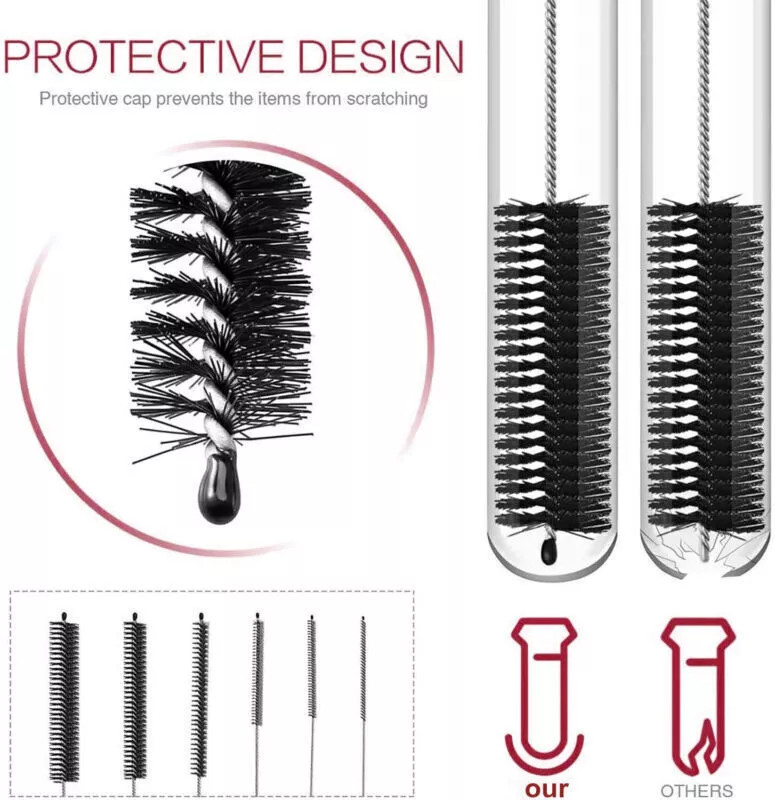 Nylon Straw Brush Cleaner Bottle Tube Pipe Small Long Cleaning 10Pcs Set USA