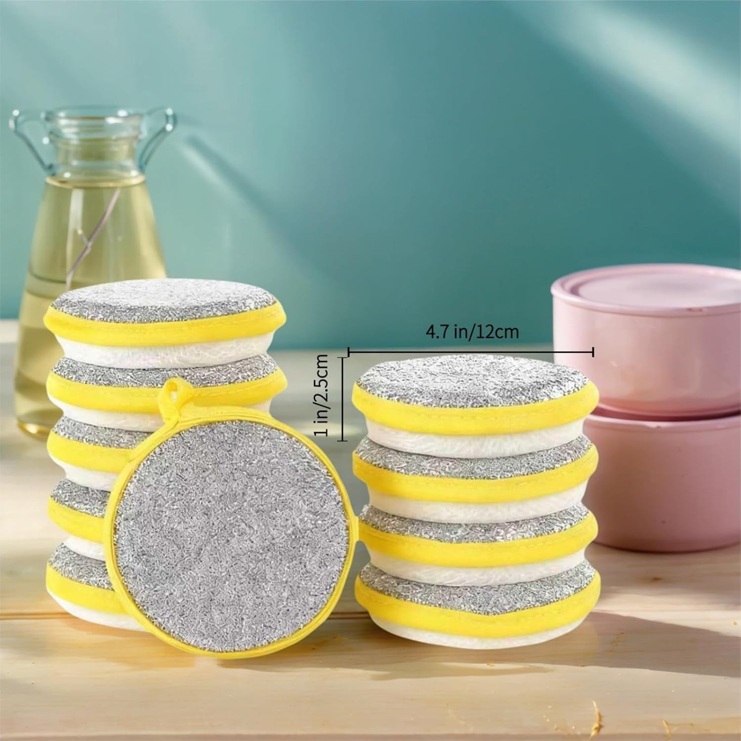 10 Pcs -Double-Sided Scouring Pads Dish Pan Washing Sponge Kitchen Cleaning Tool