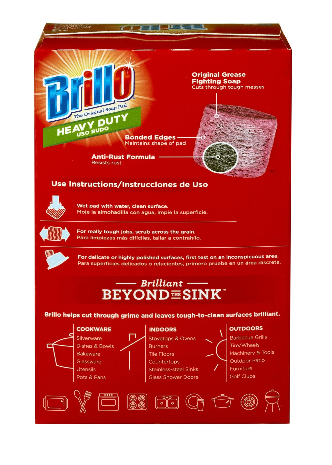 Brillo Heavy Duty Steel Wool Soap Pads 10 Count Extra Tough Grease Cleaner
