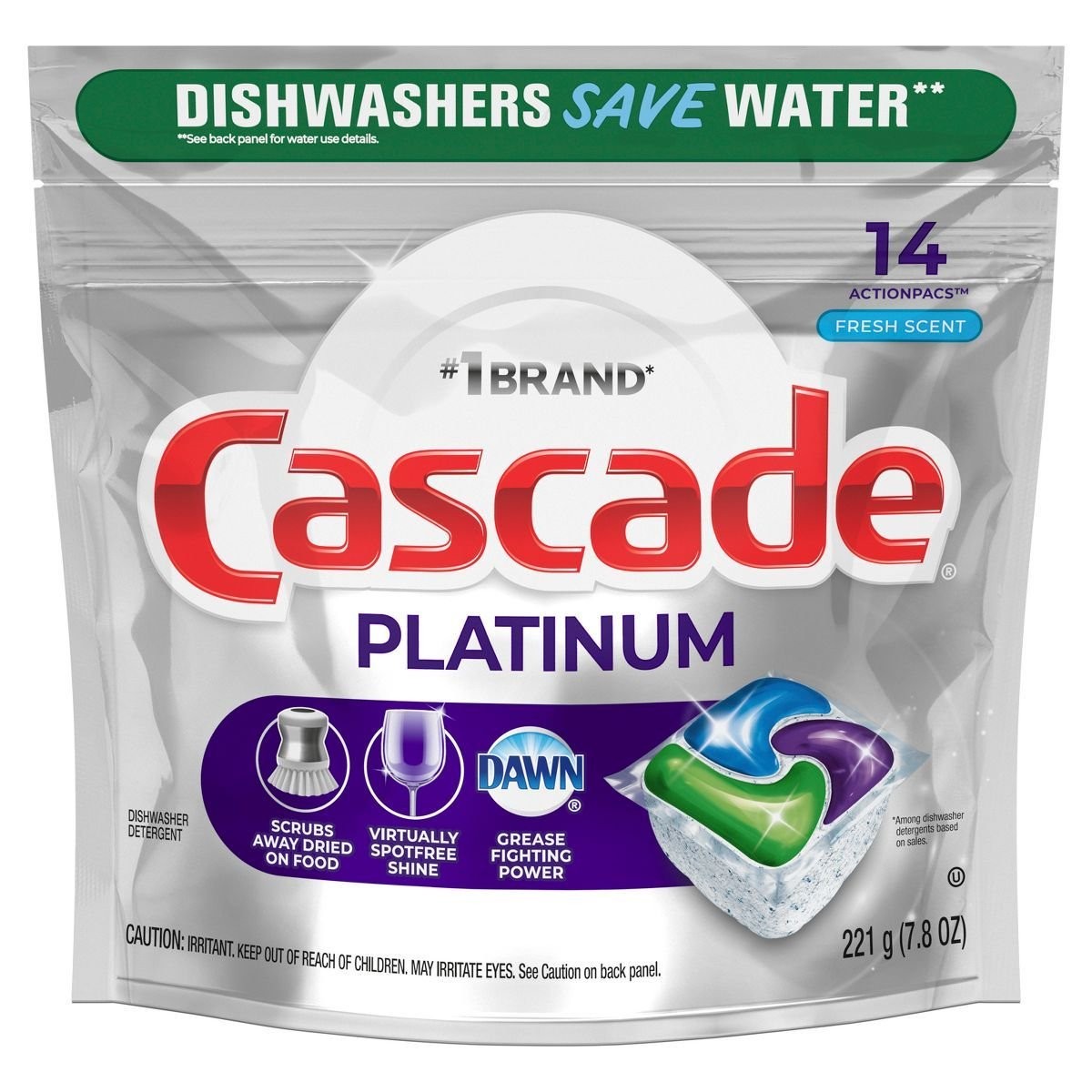 Cascade Platinum ActionPacs Dishwasher Detergents – Fresh Scent – 14ct