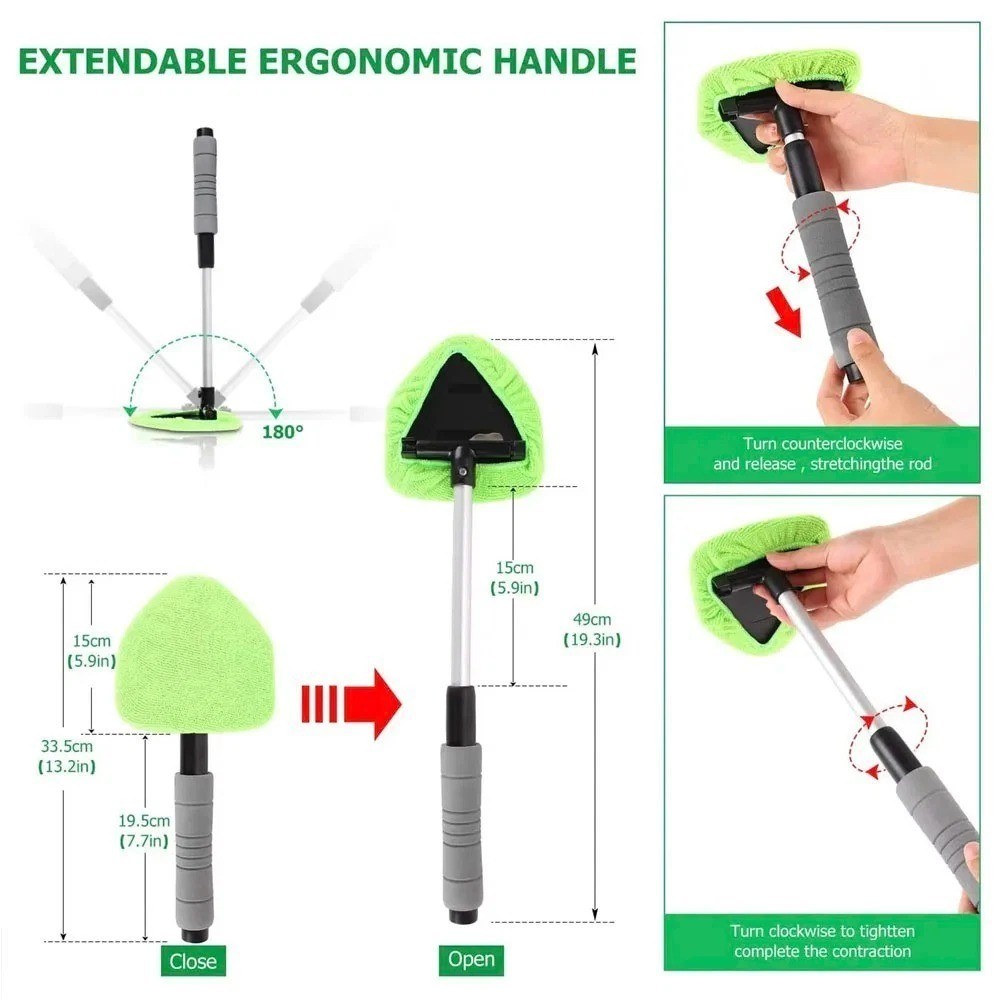 Windshield Cleaning Tool Kit Car Window Glass Wiper Cleaner Brush Pad Extendable