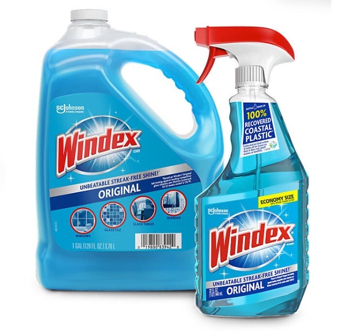 Windex Original Glass Cleaner, 1 spray bottle + 128 fl. oz. Refill