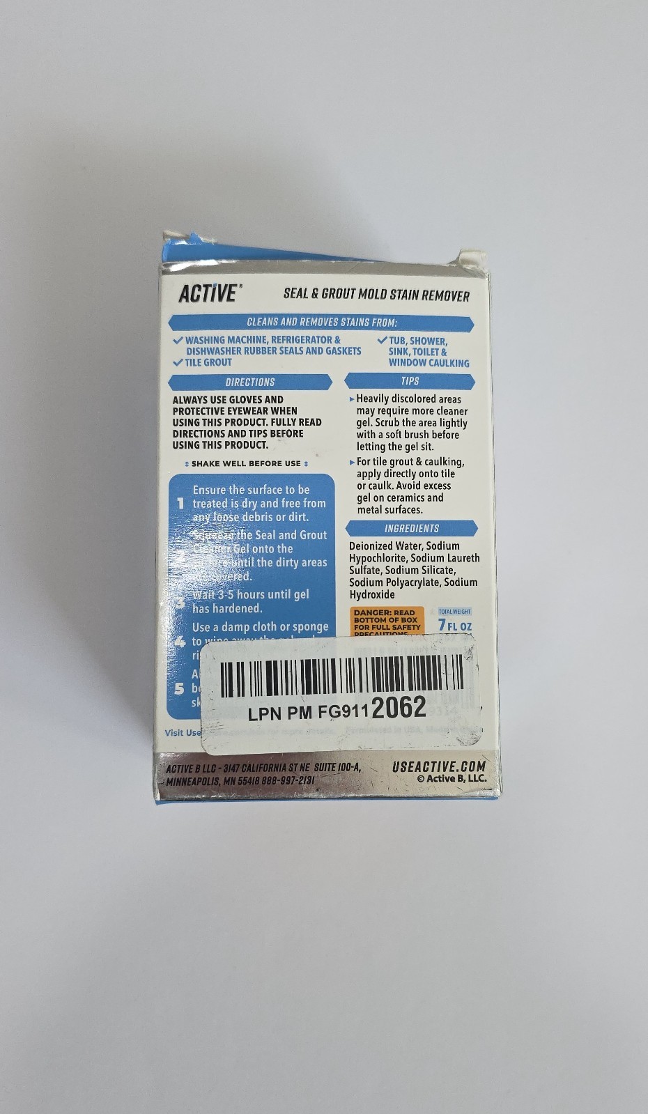 Active MOLD STAIN REMOVER Seal and Grout Deep Clean 7oz