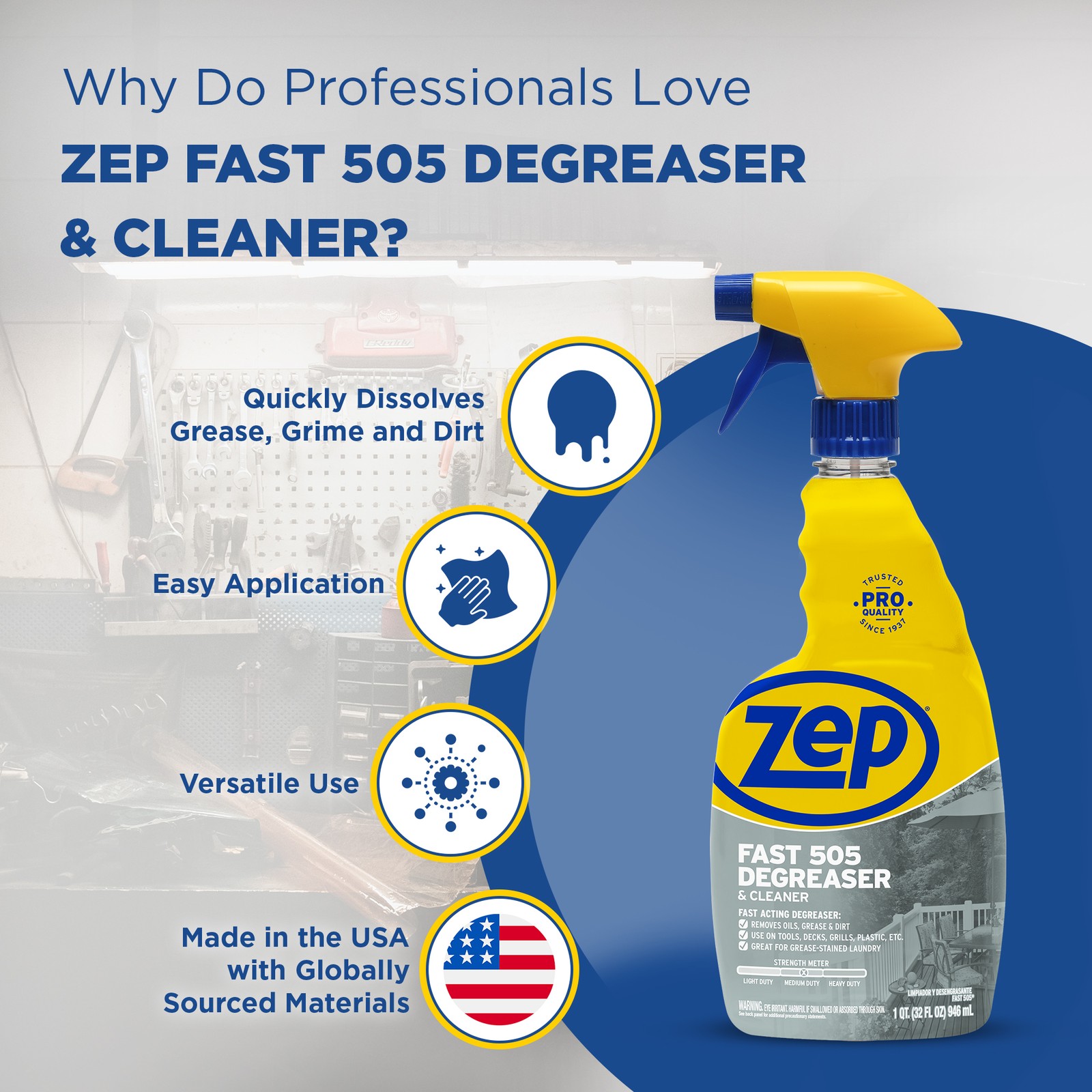 Zep Fast 505 Cleaner and Degreaser – 32 oz (Case of 12) – ZU50521 – Great for
