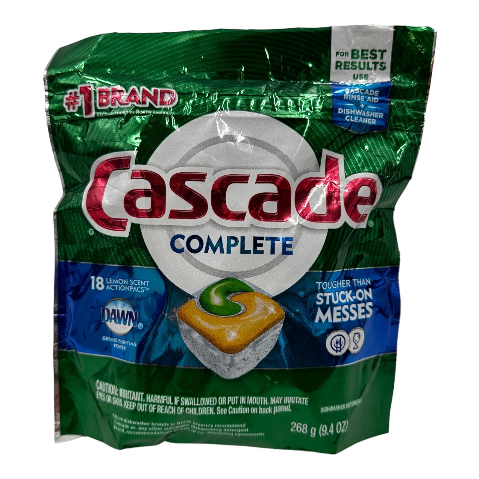 Cascade Complete Dawn Dishwasher Cleaner Lemon Scent Action Pacs Total 90
