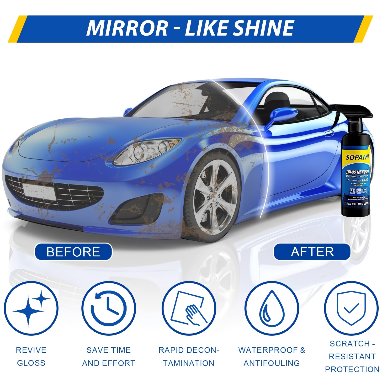 17.6oz Car Coating Spray with Cloth – Quick Detailer for Smart & GM Vehicles