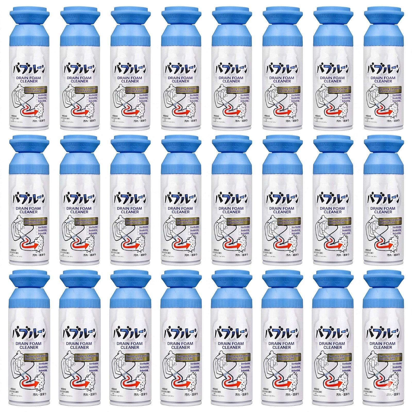 Pack of 24 HERIOS Foam Drain Cleaner Hair Clog Remover for Kitchen, Sink, Tub