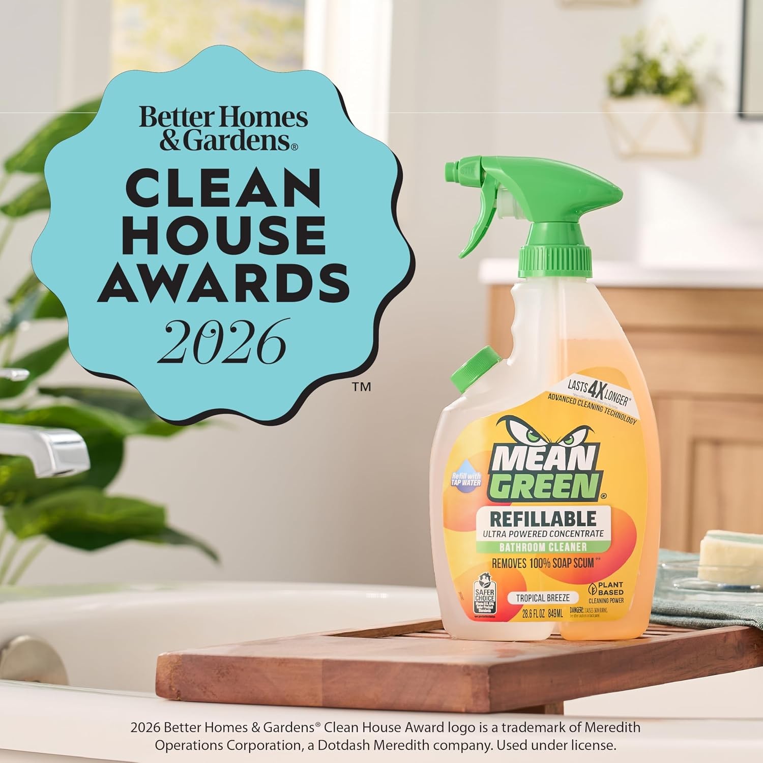 Mean Green Refillable Ultra Powered Bathroom Cleaner Concentrate, Tropical Breez