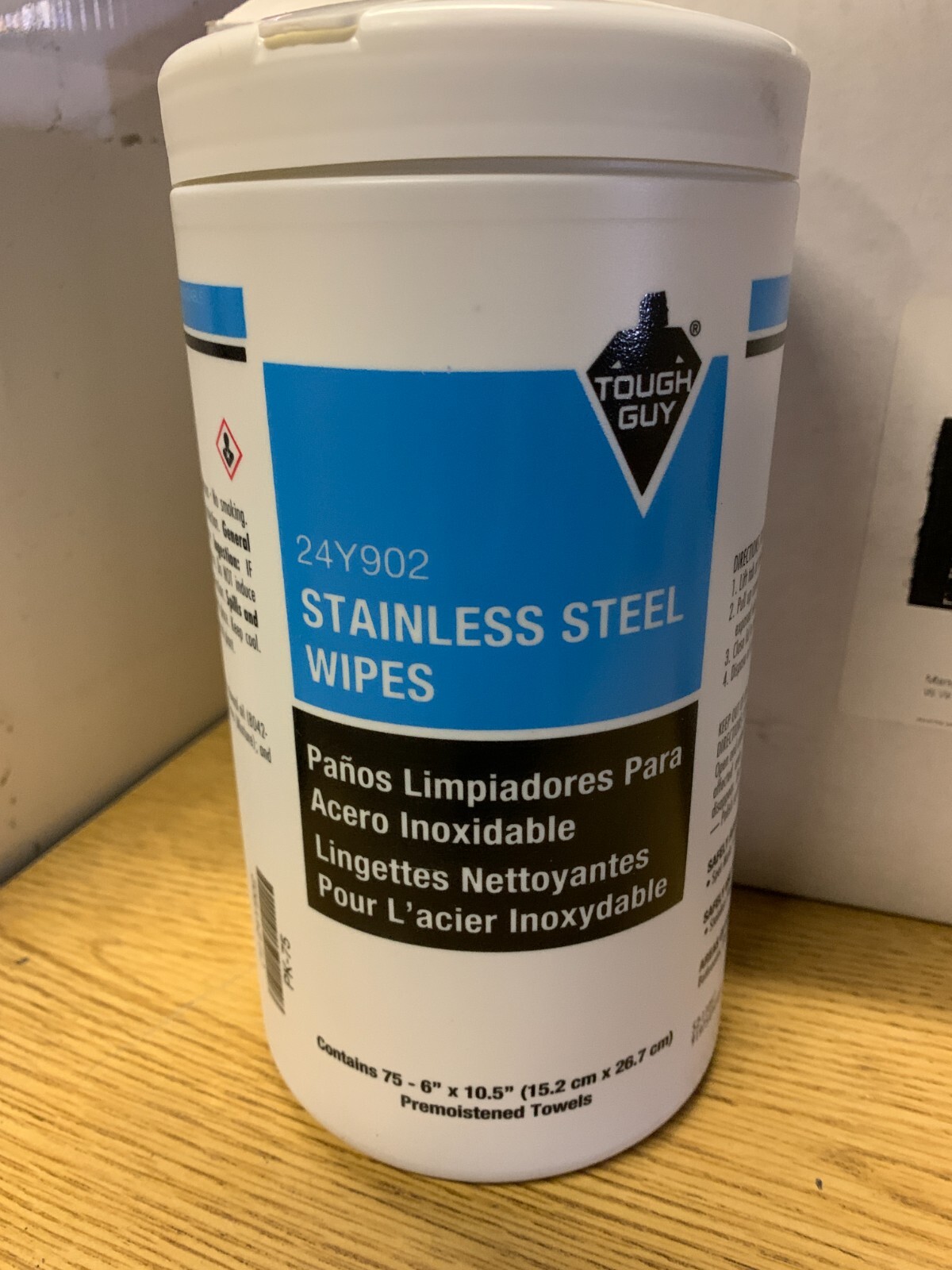 (2) Stainless Steel Wipes 75 Wipes 6″ X 10-1/2″ Tough Guy 24Y902 (2 pk) ‘