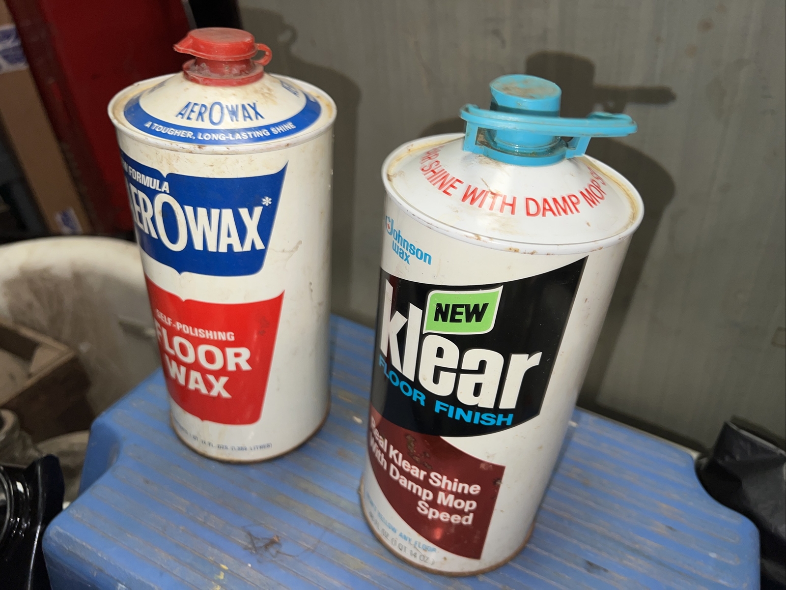 [A11] — Vintage Klear Floor Finish SC Johnson Wax 27 Oz Can Plus Aerowax Floor