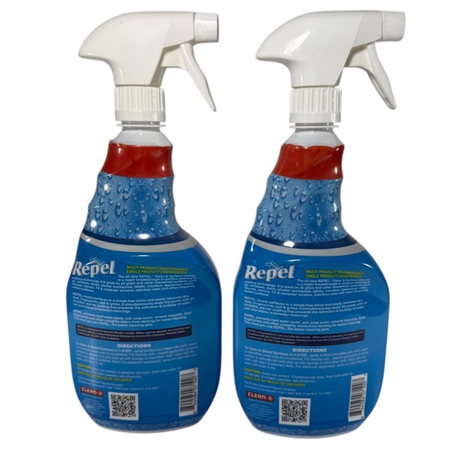 Repel Glass & Surface Cleaner ORIGINAL OLD Formula Streak-Free 25 oz, Lot of 2