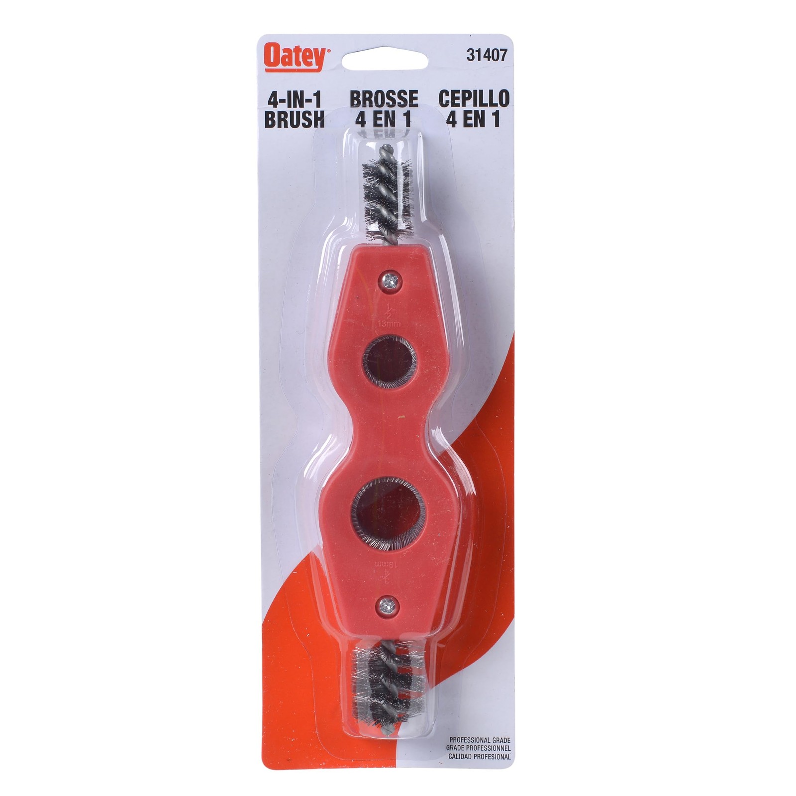 31407 4 in 1, 2.3 x 0.9 x 8, Red Pipe Fitting Brush