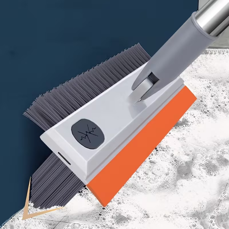 Long Handle Floor Scrub Brush with Soap Dispenser Bathroom Tile Grout Cleaner