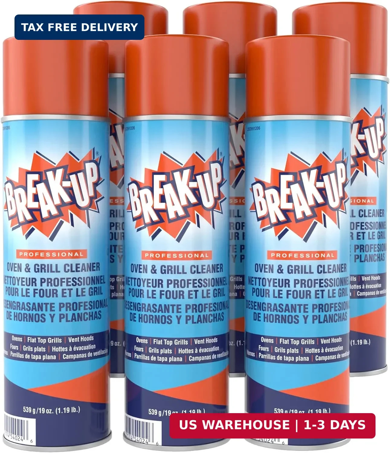 Diversey Break-Up Oven & Grill Cleaner, Aerosol Spray, 19 oz, 6 Pack | Heavy Dut