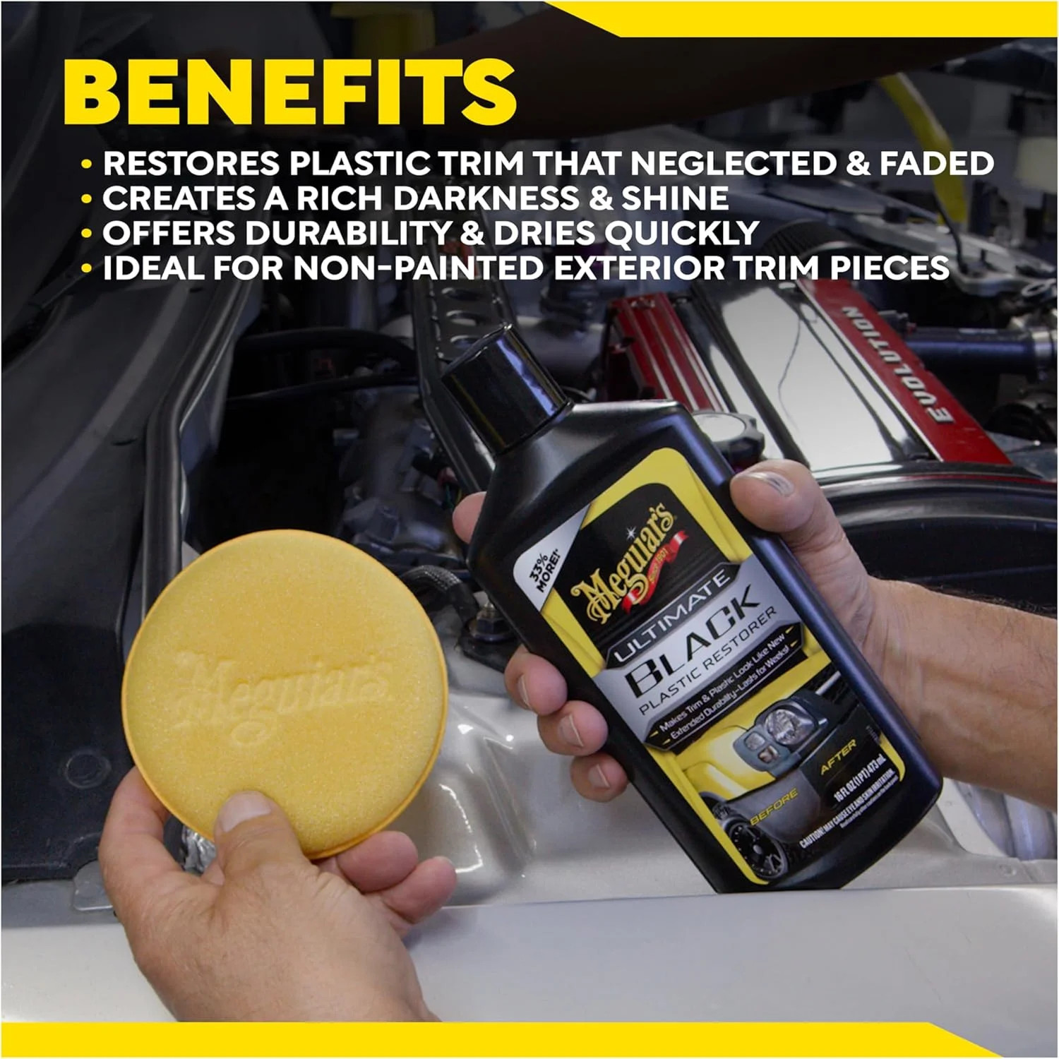 Meguiar’s Ultimate Black Plastic Restorer, 16OZ 1 Count (Pack of 1), As Shown