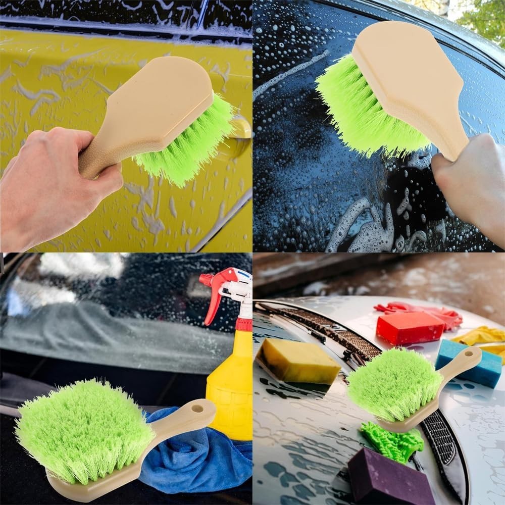 Wheel Rim Tire & Carpet Cleaning Brush Set, Soft & Stiff Bristle Wash Cleanin…