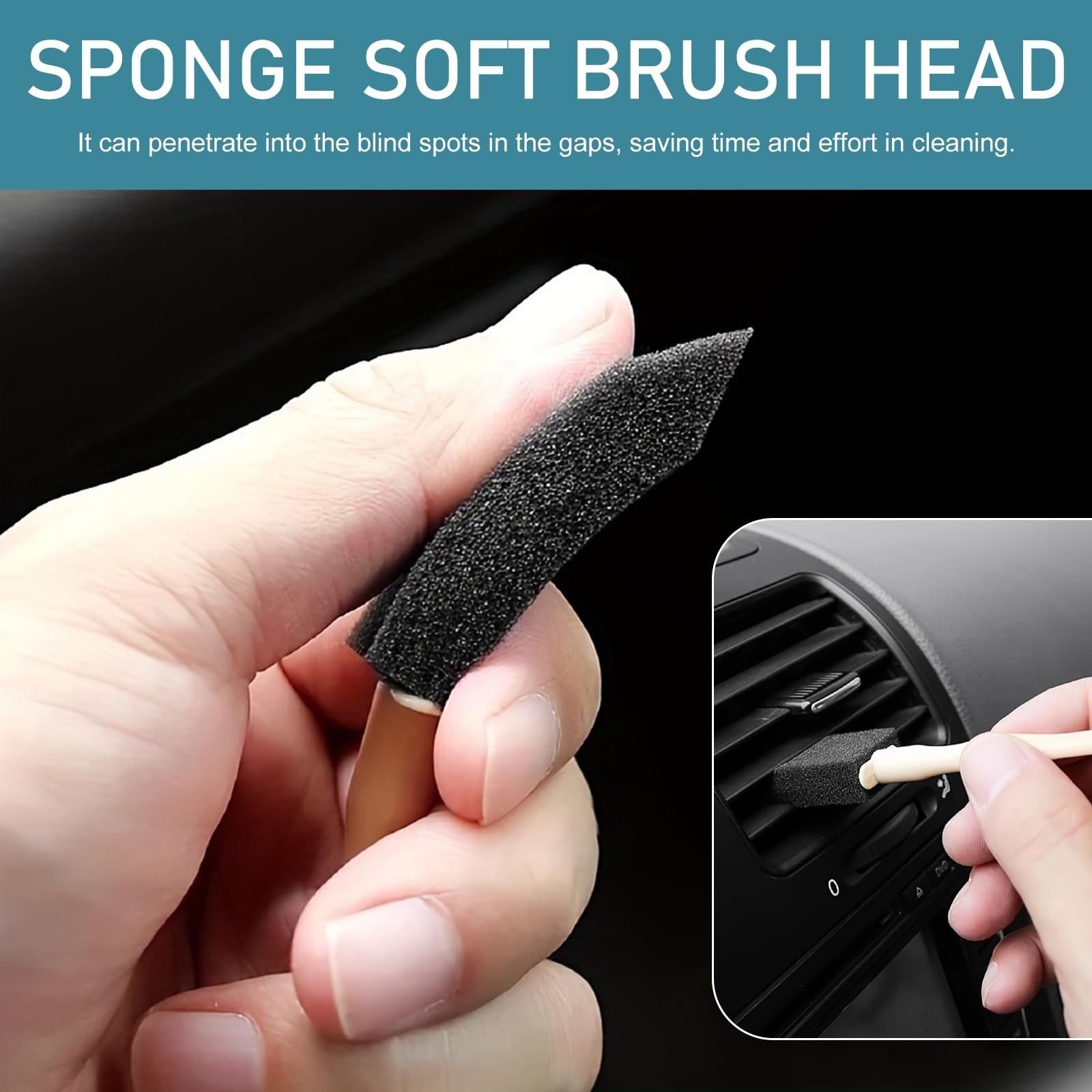 MOXRUQ 10 PCS Car A/C Vent Cleaning Brushes, 5.51″ x 0.98″ Sponge Duster with…
