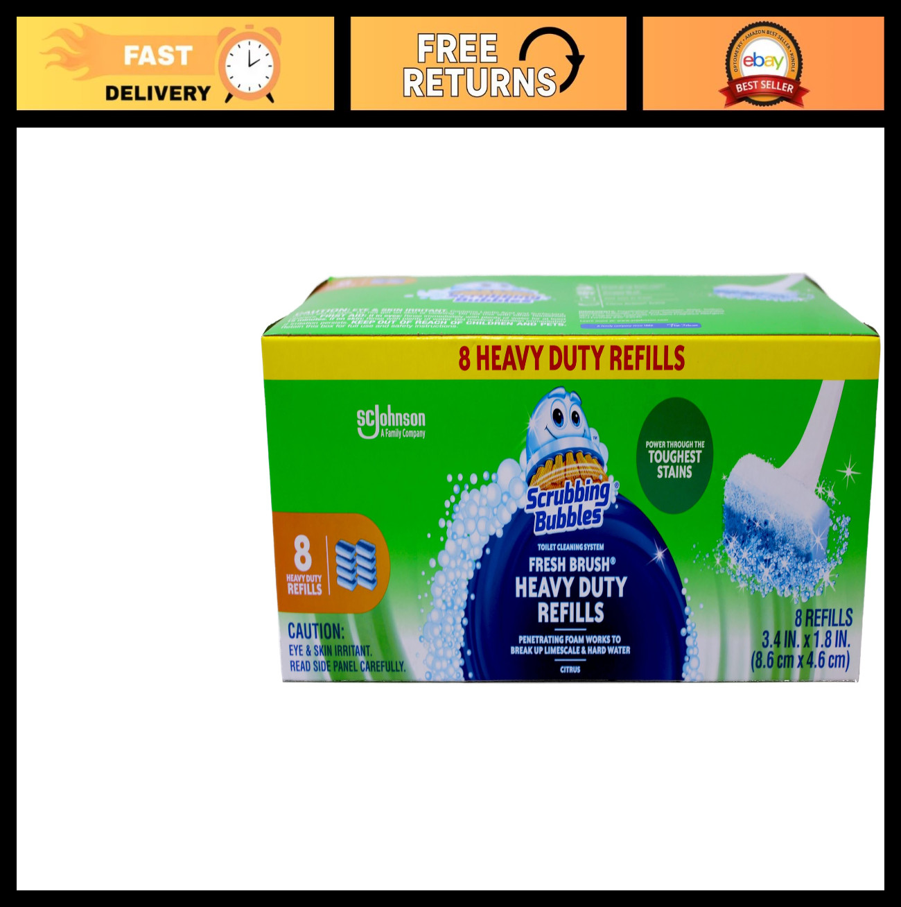 Heavy Duty Toilet Cleaning System Refills – 8 Count, Pack of 3, Fresh Brush