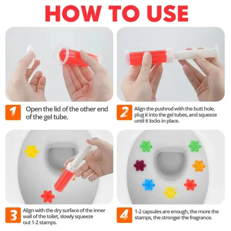 Toilet Gel Stamp Box – 3 Tubes of Deodorizing Flower Scent Freshener