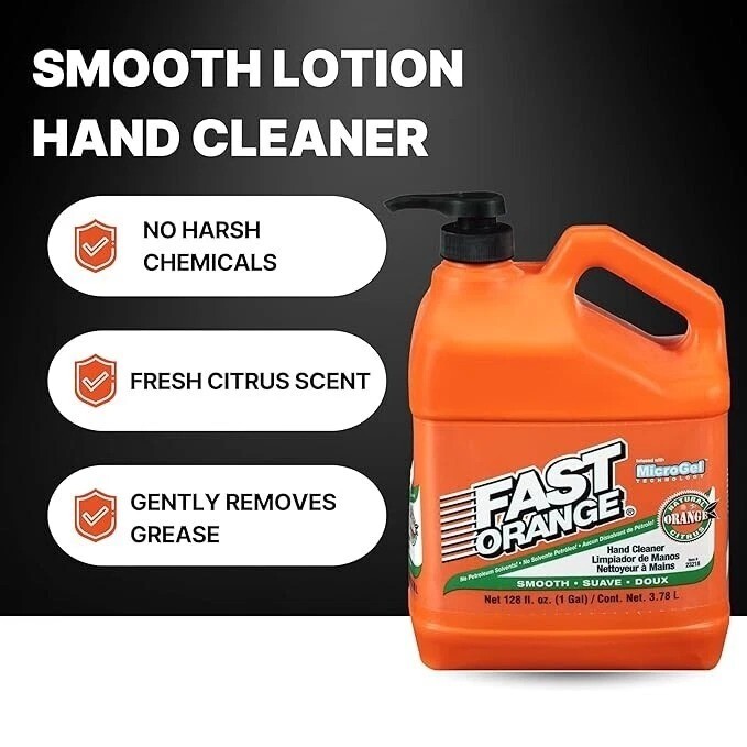 Permatex 25219 Fast Orange Pumice Lotion Hand Cleaners, Citrus, 128 FL OZ
