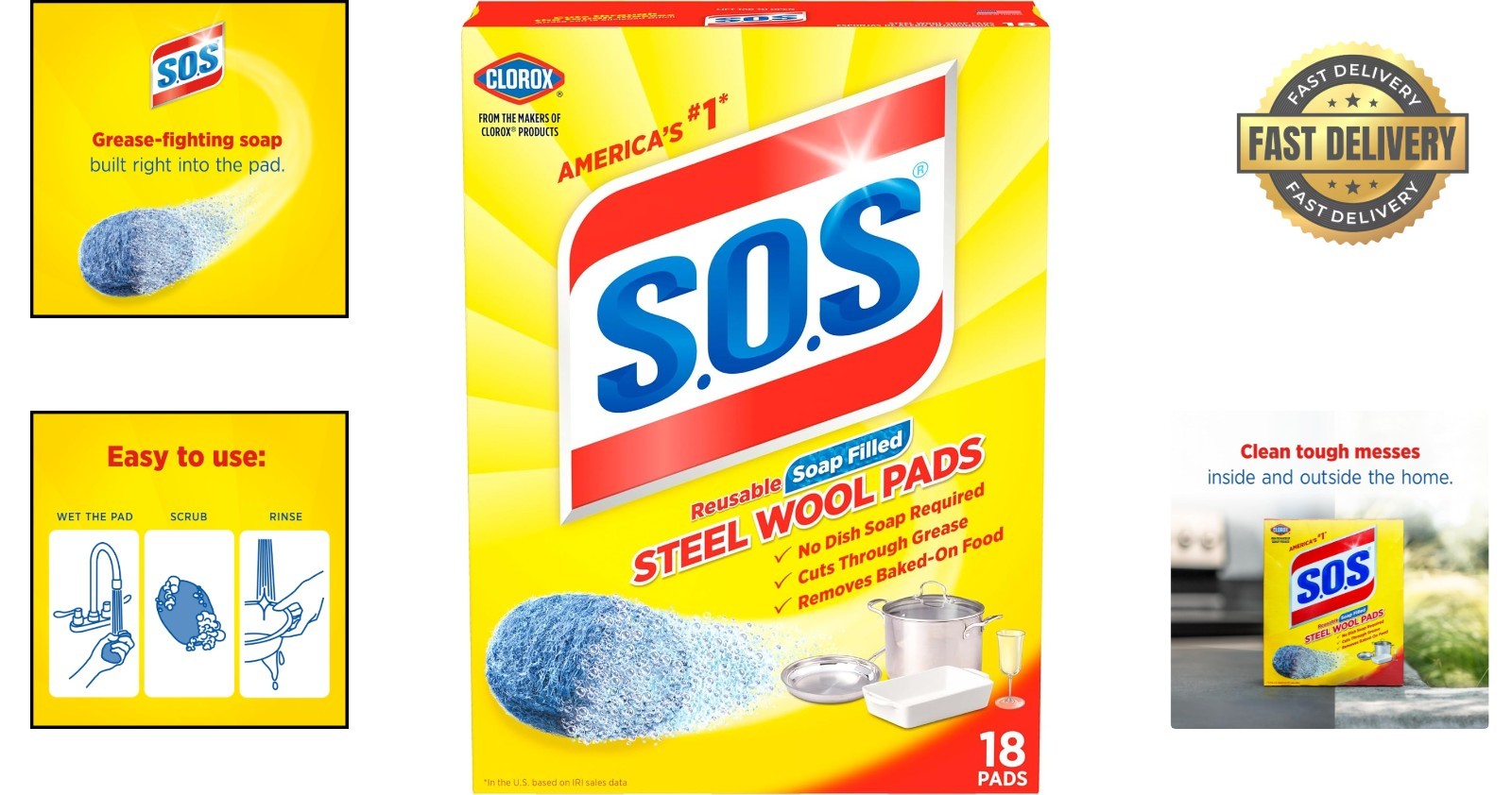 Versatile 18 Count Steel Wool Soap Pads for Indoor and Outdoor Cleaning