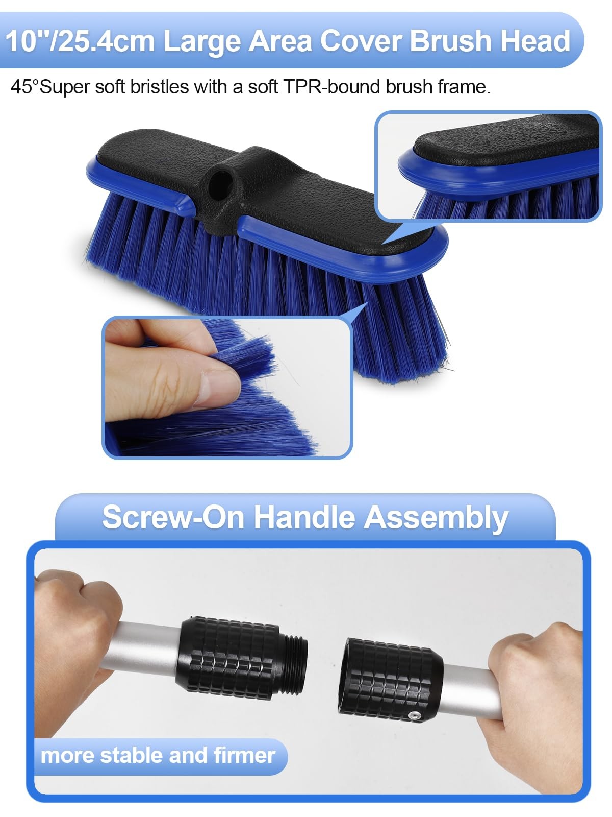 62Inch Car Wash Brush with Long Handle Auto Car RV Truck Exterior Washing