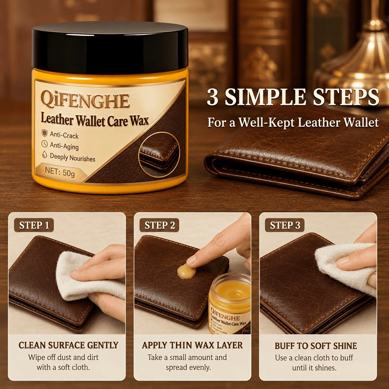 Leather Care Wax Anti-Crack Nourish Conditioner for Wallet Shoes Sofa