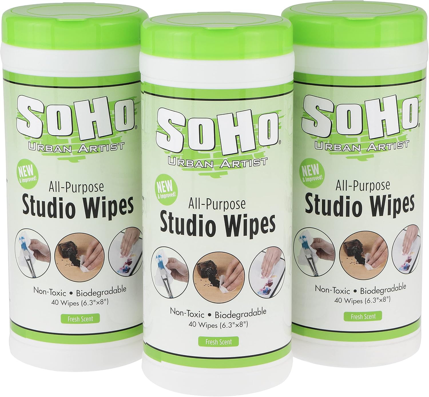 Multi-Surface Wipes, 120 Count, 3 Canisters, Non Toxic Biodegradable Stay Fresh