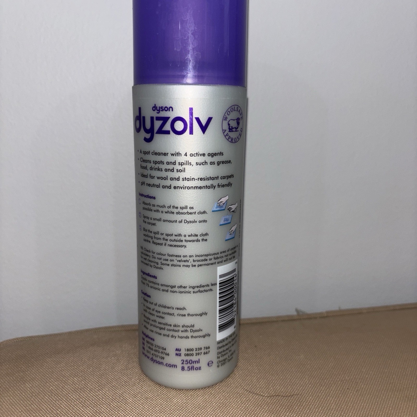 NEW Dyson Dyzolv Spot Spray Cleaner Carpets & Rugs 4 Active Agents 8.5 oz New
