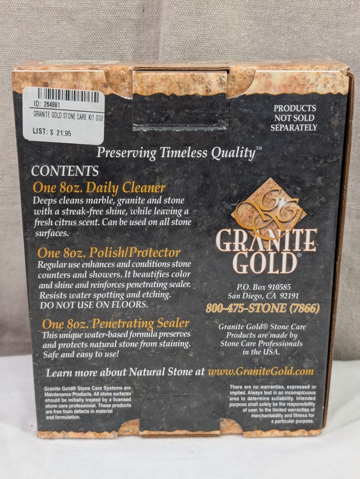New Granite Gold Natural Stone Care Kit 3 pcs marble travertine limestone quartz