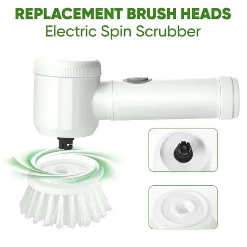 Cordless Electric Spin Scrubber 5 Brush Heads Bathroom Cleaning Tool Set