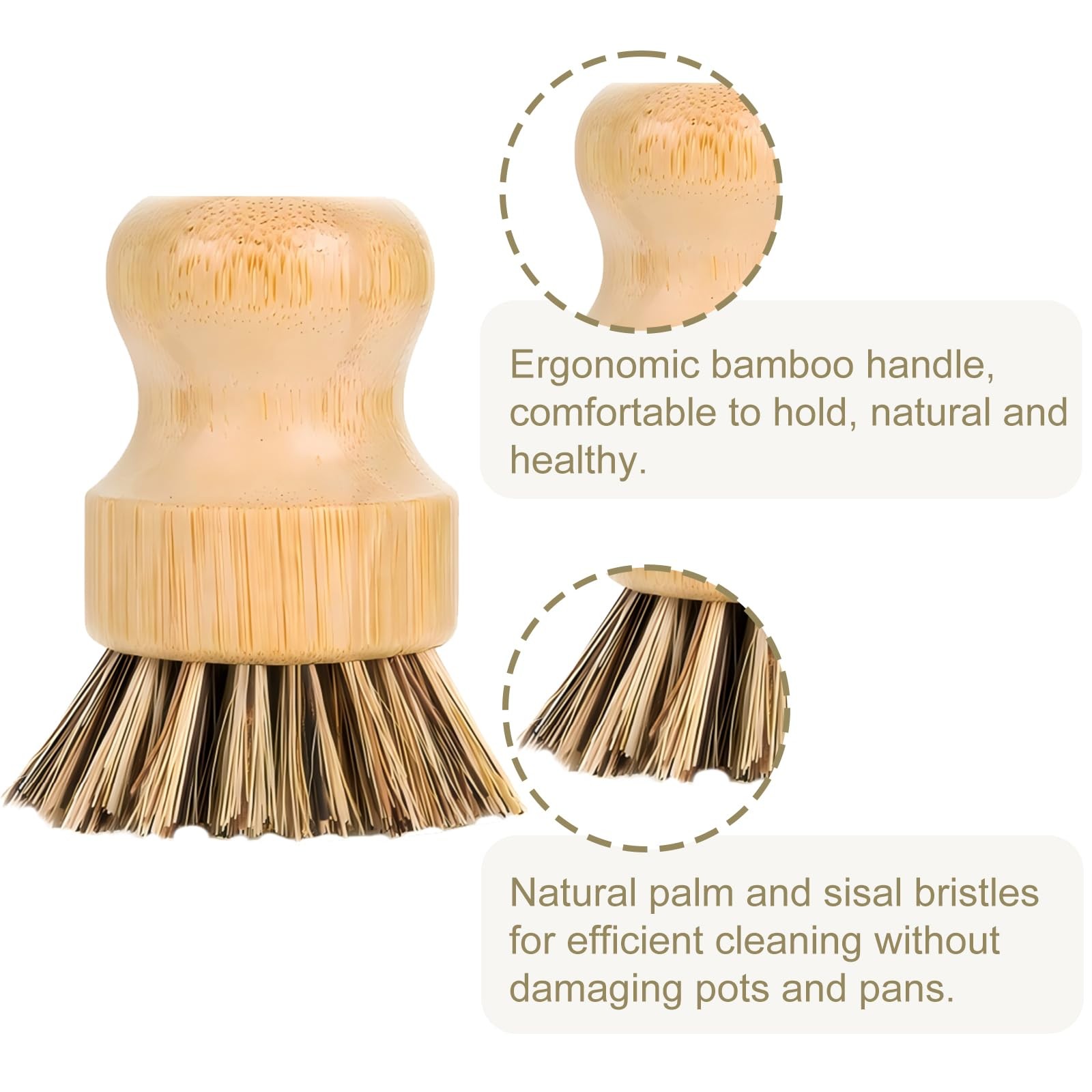 Bamboo Cast Iron Brush, Bamboo Pot Scraper, Kitchen Cleaning Tools for Cast I…