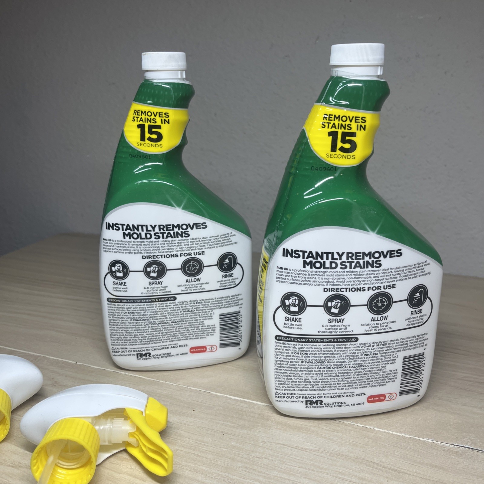 Lot Of 2 RMR-86 Solutions Instant Mold & Mildew Stain Remover Multi Surface 32oz